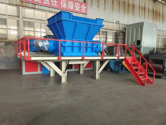 Trituradora de bolsas tejidas de plástico de doble eje de acero carbono para redes de pesca y tubos de película de desechos
